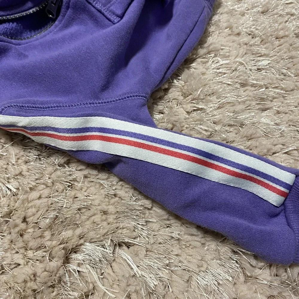 Converse Hoodie Girls 12M Purple‎ Full Zip Athletic Sporty Pink White Striped